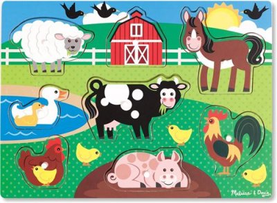 MELISSA & DOUG Melissa & Doug forme puzzle ferme animaux 8 pi&egrave;ces