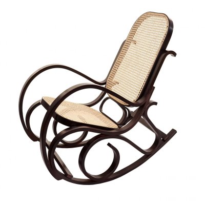 MENDLER  Rocking-Chair Fauteuil &agrave; Bascule, Couleur Noyer, rotin
