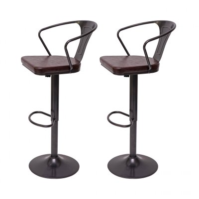 Mendler Tabourets HWC-H10b - 2x Noir-Marron