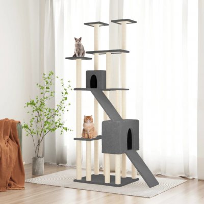 VIDAXL Mercatoxl - Arbre &agrave; chat avec griffoirs en sisal Gris fonc&eacute; 190 cm