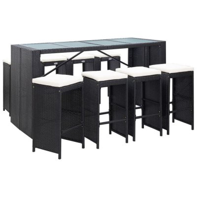 Mercatoxl - Ensemble de bar d'ext&eacute;rieur 9 pcs R&eacute;sine tress&eacute;e Noir