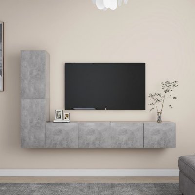 VIDAXL Mercatoxl - Ensemble de meuble tv 4 pcs Gris b&eacute;ton Agglom&eacute;r&eacute;