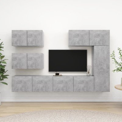 VIDAXL Mercatoxl - Ensemble de meuble tv 6 pcs Gris b&eacute;ton Agglom&eacute;r&eacute;