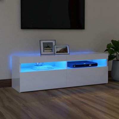 VIDAXL Mercatoxl - Meuble tv avec lumi&egrave;res led blanc brillant 120x35x40 cm
