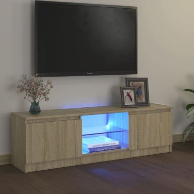 VIDAXL Mercatoxl - Meuble tv avec lumi&egrave;res led ch&ecirc;ne sonoma 120x30x35,5 cm