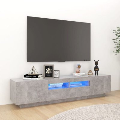 VIDAXL Mercatoxl - Meuble tv avec lumi&egrave;res led Gris b&eacute;ton 180x35x40 cm