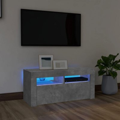 VIDAXL Mercatoxl - Meuble tv avec lumi&egrave;res led gris b&eacute;ton 90x35x40 cm