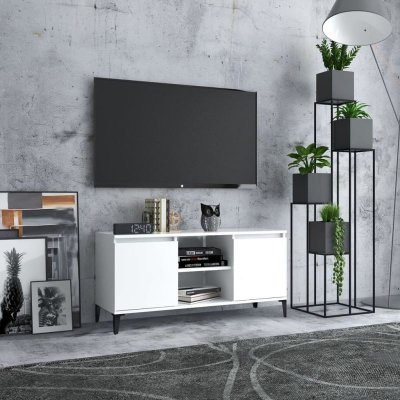 VIDAXL Mercatoxl - Meuble tv avec pieds en m&eacute;tal Blanc 103,5x35x50 cm