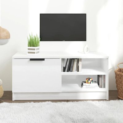 VIDAXL Mercatoxl - Meuble tv Blanc brillant 80x35x36,5 cm Bois d'ing&eacute;nierie