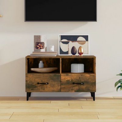 VIDAXL Mercatoxl - Meuble tv Ch&ecirc;ne fum&eacute; 80x36x50 cm Bois d'ing&eacute;nierie