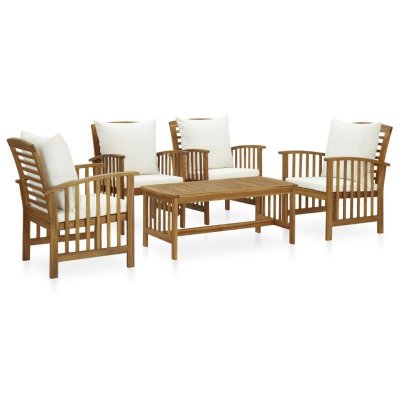 VIDAXL Mercatoxl - Salon de jardin 5 pcs avec coussins Bois d'acacia solide
