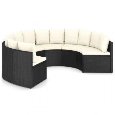 VIDAXL Mercatoxl - Salon de jardin 6 pcs avec coussins R&eacute;sine tress&eacute;e Noir