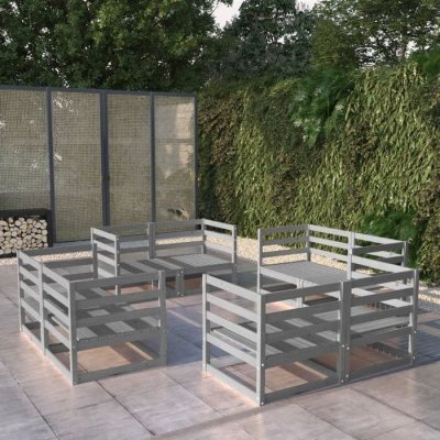 VIDAXL Mercatoxl - Salon de jardin 8 pcs Gris Bois de pin massif