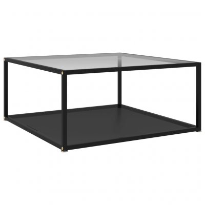 Mercatoxl - Table basse Transparent et noir 80x80x35 cm Verre tremp&eacute;