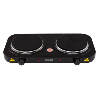 MESKO  cuisini&egrave;re &agrave; deux br&ucirc;leurs noir - 2000w - contr&ocirc;le de la temp&eacute;rature du thermostat