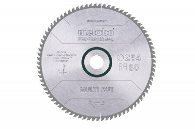 METABO  628093000 - Hoja de sierra MultiCutProf 254x30, 80 FZ/TZ 5&deg;