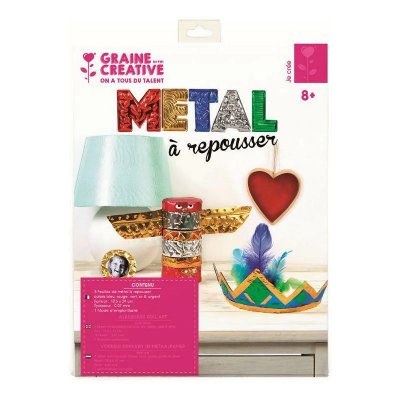 GRAINE CREATIVE ON A TOUS DU TALENT M&eacute;tal &agrave; repousser 5 couleurs 5 feuilles 18,5x29 cm - Graine cr&eacute;ative