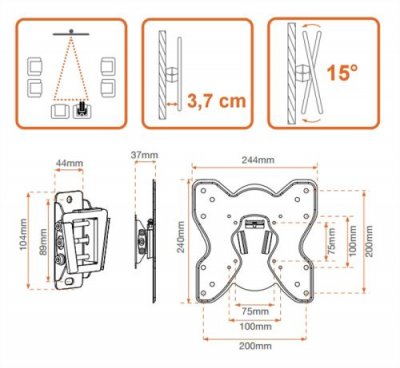 METRONIC  451061 Support TV inclinable 71 - 106 cm (28 &agrave; 42"") - noir