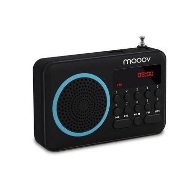 METRONIC  477203 Radio Portable FM Compact avec Port USB + Lecteur Carte Micro SD - Noir et Bleu