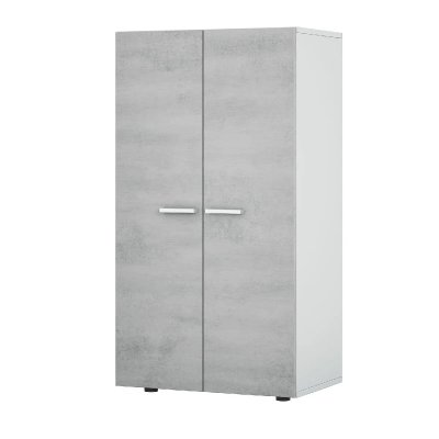 Meuble &agrave; chaussures 2 portes coloris blanc / ciment en m&eacute;lamine - dim: 103 x 55 x 36 cm -pegane-