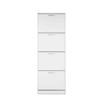 Meuble &agrave; chaussures 4 tiroirs en bois coloris blanc - MC7042
