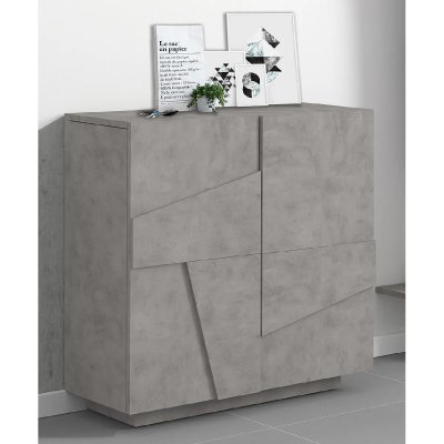 Meuble &agrave; chaussures avec 2 portes effet bois gris ardoise