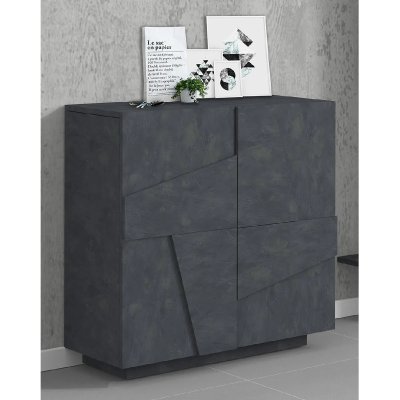 Meuble &agrave; chaussures avec 2 portes effet bois gris cendre