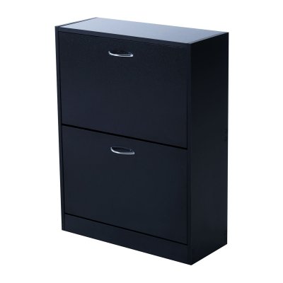 Meuble &agrave; chaussures double compartiment &agrave; bascule 60L x 24l x 80H cm noir neuf 70BK