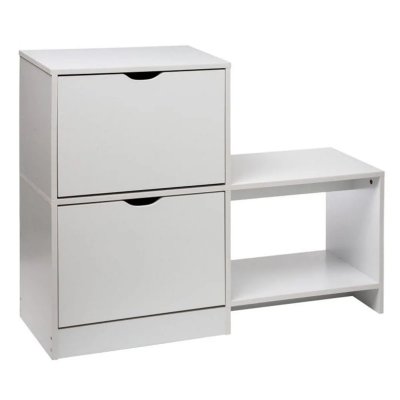 Meuble &agrave; chaussures en bois coloris blanc - L.100 x P.32 x H.80 cm --