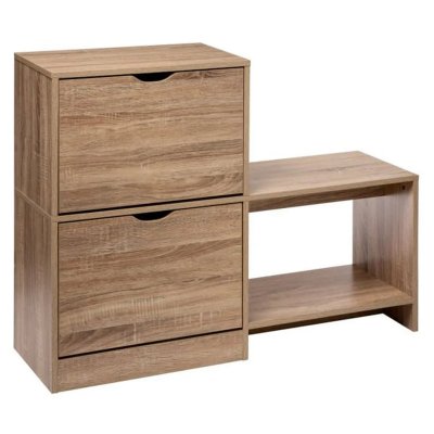 Meuble &agrave; chaussures en bois coloris naturel - L.100 x l.32 x H.80 cm --