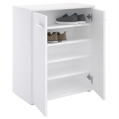 Meuble &agrave; chaussures OLYMPE, en m&eacute;lamin&eacute; blanc mat 