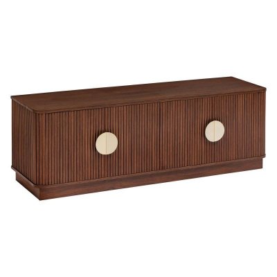 ATMOSPHERA Meuble bas 4 portes 2 &eacute;tag&egrave;res wany marron 140x40cm BELLISSIMA 