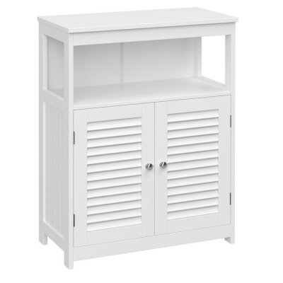 Meuble de rangement blanc 2 portes persiennes et 1 niche - L60 x H80cm