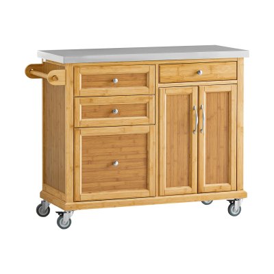 Meuble de Rangement Cuisine Buffet de Cuisine Roulant Desserte sur roulettes en Bambou FKW70-N Sobuy