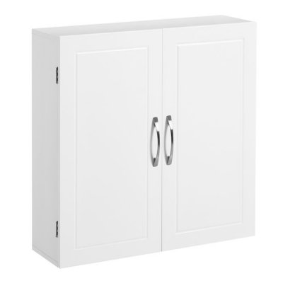 Meuble de salle de bain 2 portes effet bois blanc