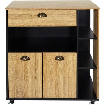 Meuble desserte de cuisne en bois Chef Noir