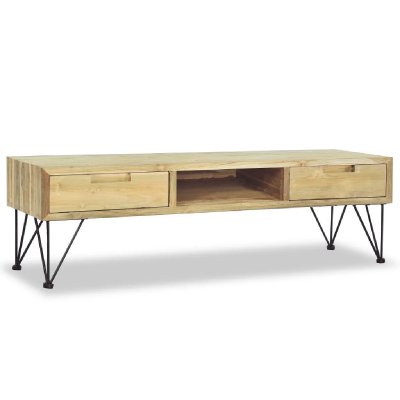 HELLOSHOP26 Meuble t&eacute;l&eacute; buffet tv t&eacute;l&eacute;vision design pratique 120 cm teck massif 2502249