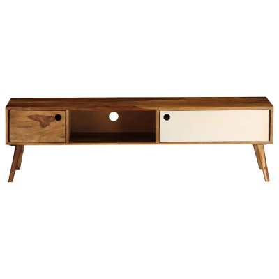 HELLOSHOP26 Meuble t&eacute;l&eacute; buffet tv t&eacute;l&eacute;vision design pratique 140 cm bois solide de sesham 2502071/2