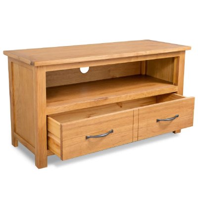 HELLOSHOP26 Meuble t&eacute;l&eacute; buffet tv t&eacute;l&eacute;vision design pratique 90 cm bois de ch&ecirc;ne massif 2502089