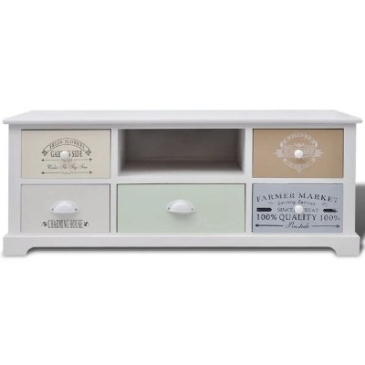 HELLOSHOP26 Meuble t&eacute;l&eacute; buffet tv t&eacute;l&eacute;vision design pratique en style fran&ccedil;ais bois