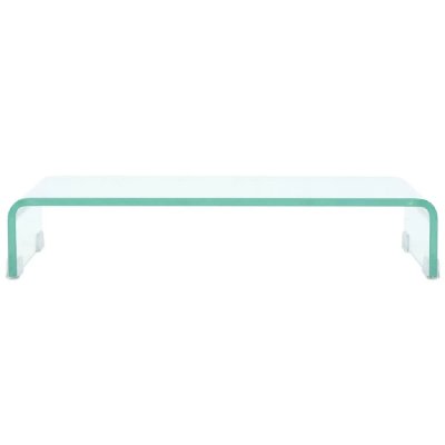 HELLOSHOP26 Meuble t&eacute;l&eacute; buffet tv t&eacute;l&eacute;vision design pratique pour moniteur 60 cm verre transparent