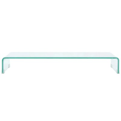 HELLOSHOP26 Meuble t&eacute;l&eacute; buffet tv t&eacute;l&eacute;vision design pratique pour moniteur 90 cm verre transparent