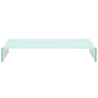 HELLOSHOP26 Meuble t&eacute;l&eacute; buffet tv t&eacute;l&eacute;vision design pratique support pour moniteur 80 cm verre blanc