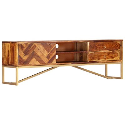 VIDAXL Meuble TV 140 x 30 x 45 cm Bois de Sesham massif  - Brun