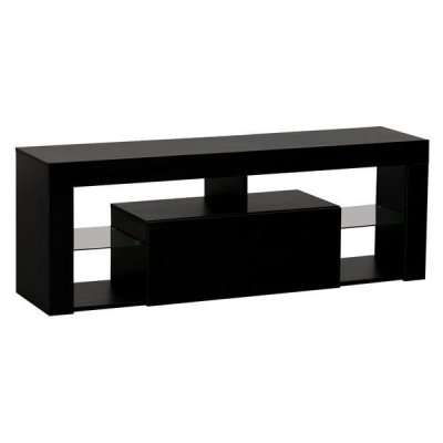 HAPPY GARDEN Meuble tv 140cm noir &agrave; led daryl - Noir