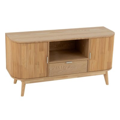  Meuble TV 2 portes 1 tiroir 120x40x60 cm en h&eacute;v&eacute;a naturel - VIKEA