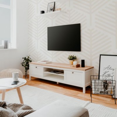 GENERIQUE Meuble TV 2 tiroirs L160 cm - D&eacute;cor Blanc et bois