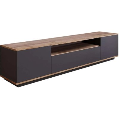 HANAH HOME Meuble tv 3 portes basculantes l180cm dani bois naturel et anthracite