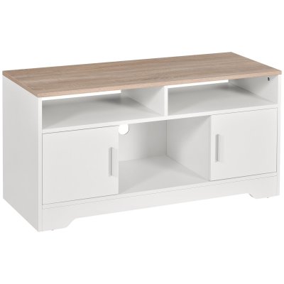 HOMCOM Meuble TV avec 2 Compartiments Ouverts 2 Armoires &agrave; Porte Armoire Ouverte
