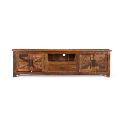 GINER Y COLOMER Meuble tv avec 2 portes, 1 tiroir et une niche en bois recycl&eacute;